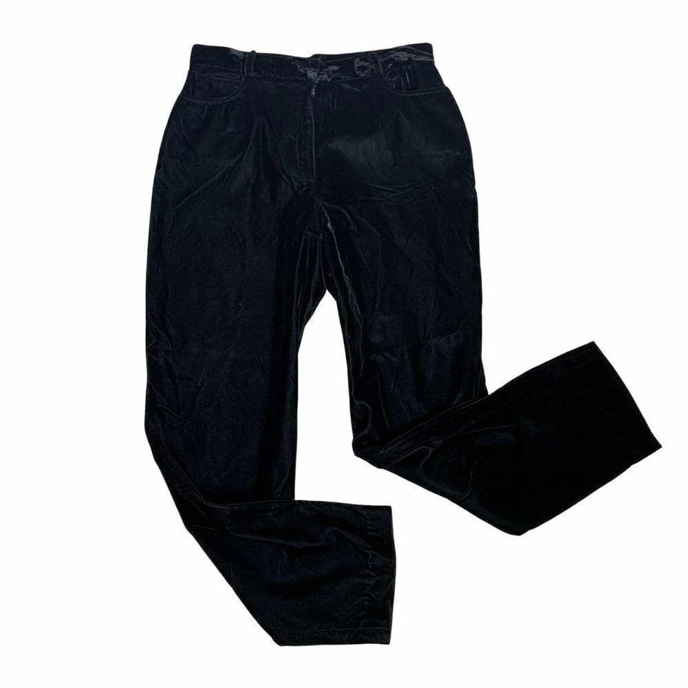 Vintage 90s Velvet High Rise Pants M Black Tapered